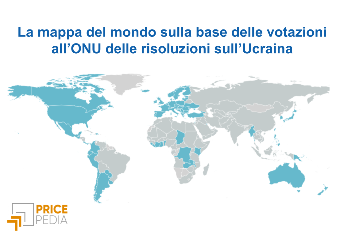 Mappa del mondo sulla base delle votazioni all'ONU delle risoluzioni riguardanti l'Ucraina