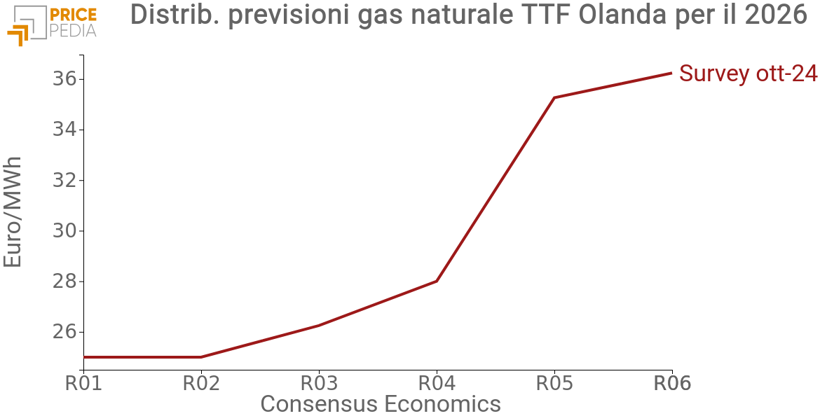 Distribuzione previsioni TTF 2026